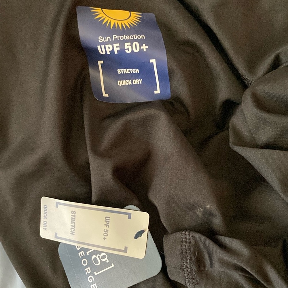 George Men’s 3XL Black Stretch Quick Dry Long Sleeve Sun Shirt with UPF 50+